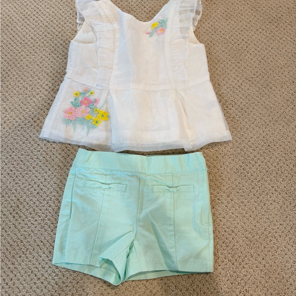 Janie and Jack White and Mint Kids Matching Set